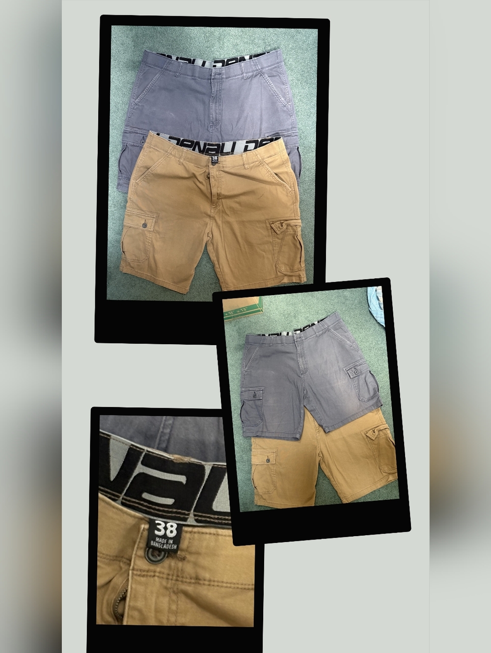 Cargo Shorts in Tan and Gray by Denali (Size 38) 2 Pc. Set